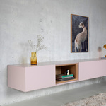 Zwevend design tv-meubel, RAAT, Halm OV | 250, wit, met koperbruin inz